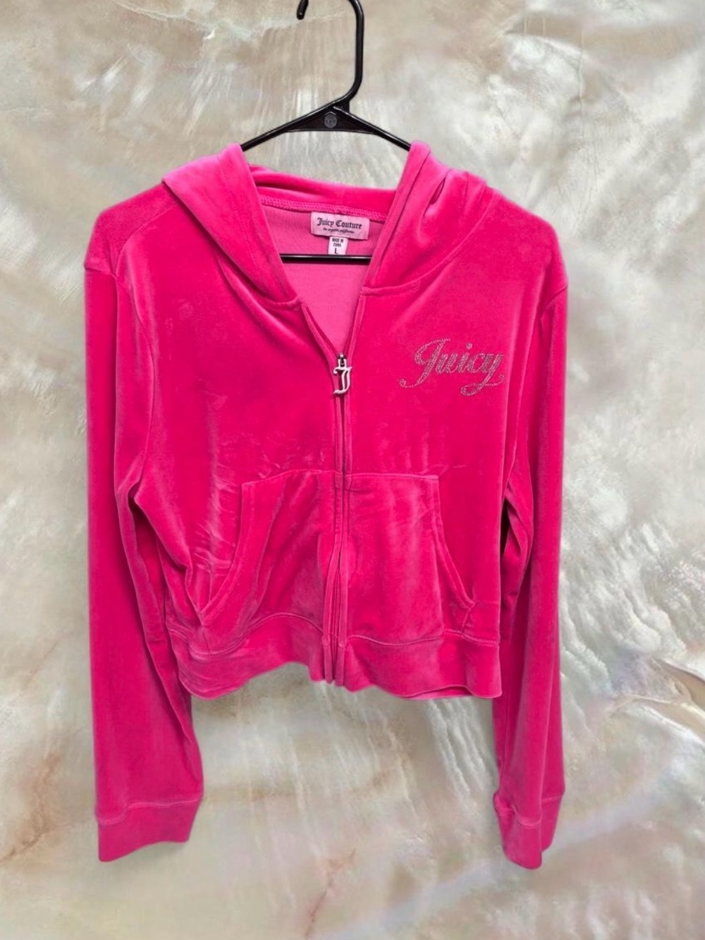 Juicy Couture Hot Pink Velour Zip Hoodie